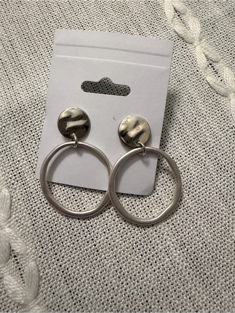 Silver Hoop Drop Earrings - Women Jewelry